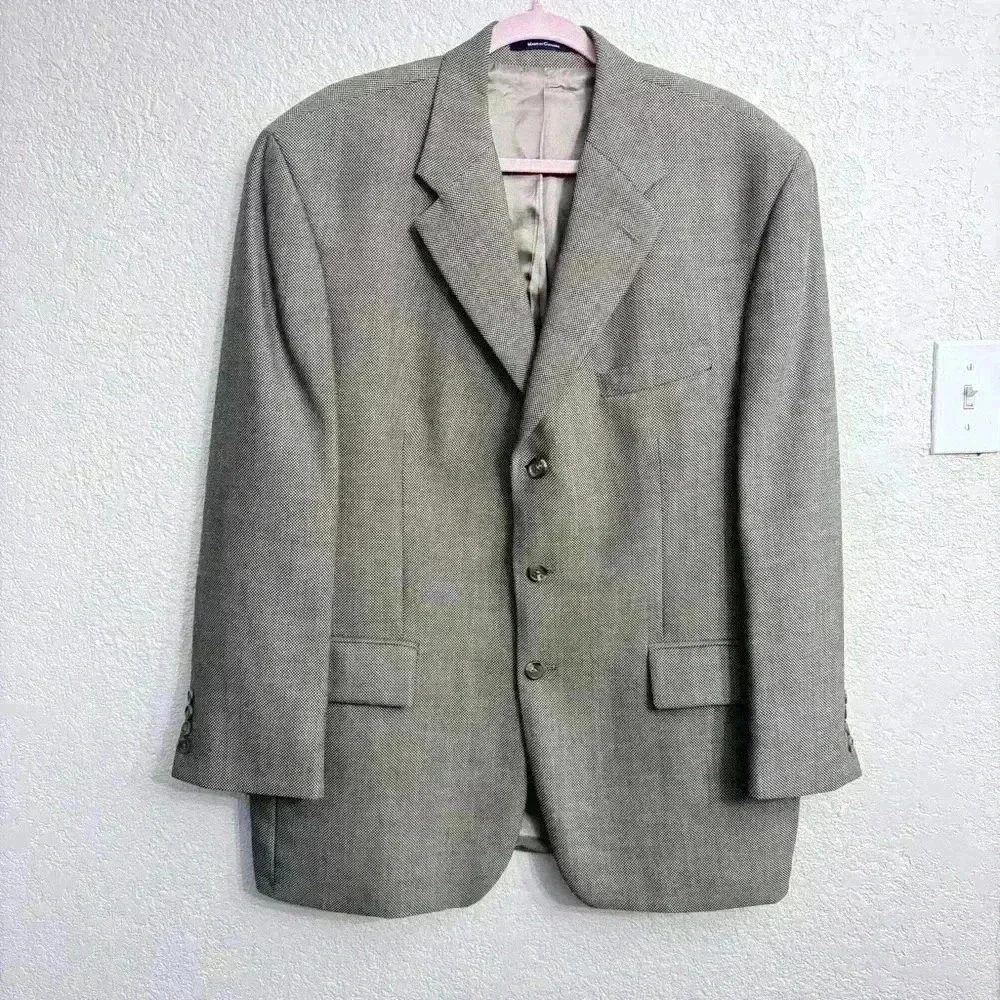 Ralph Lauren Houndstooth Silk Wool Blend Sport Blazer Jacket - Size 44R